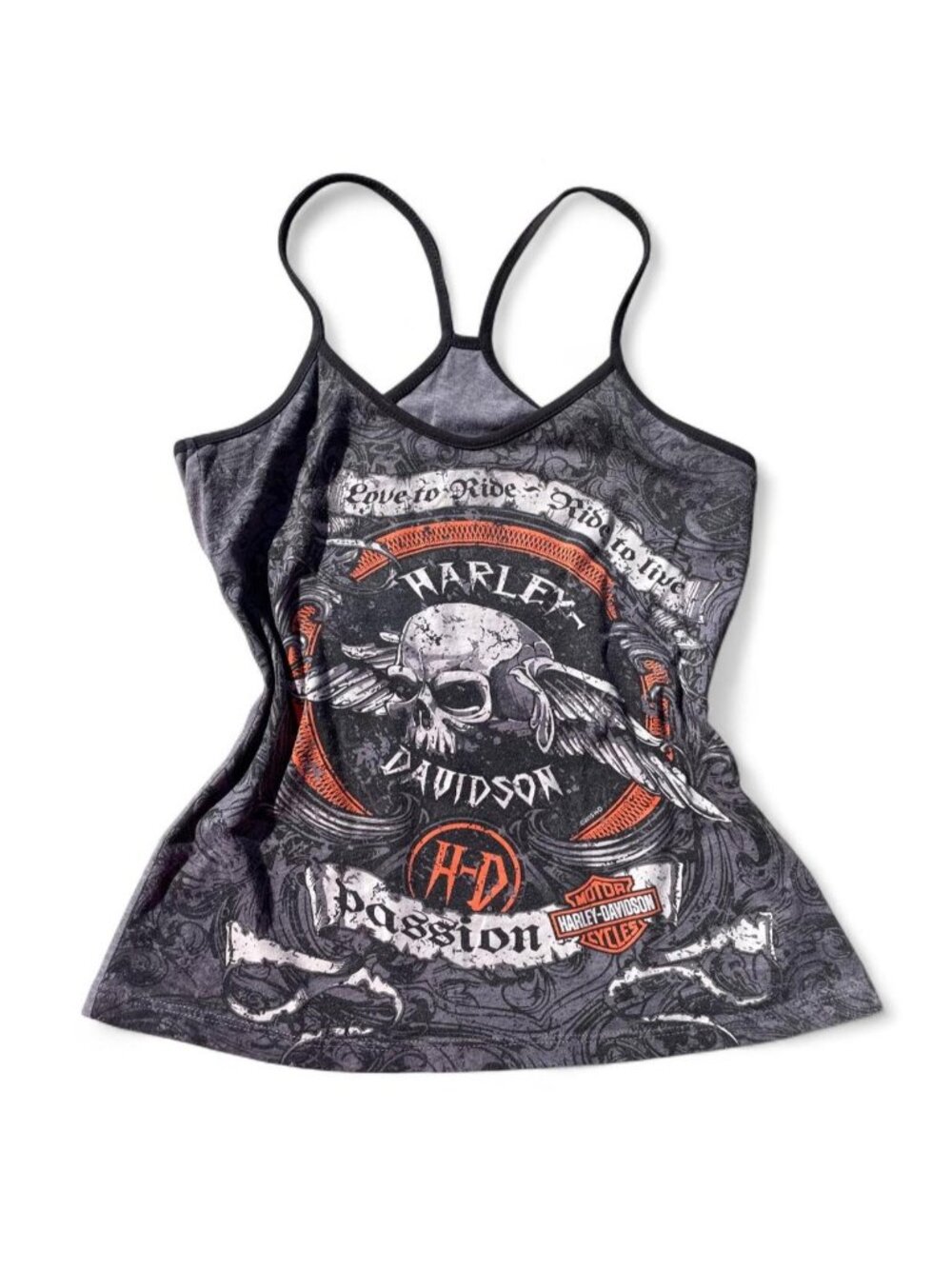 Harley Davidson tank top with skull and wings graphic